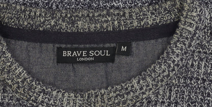 Brave Soul Men's Grey Acrylic Crew Neck Jumper M