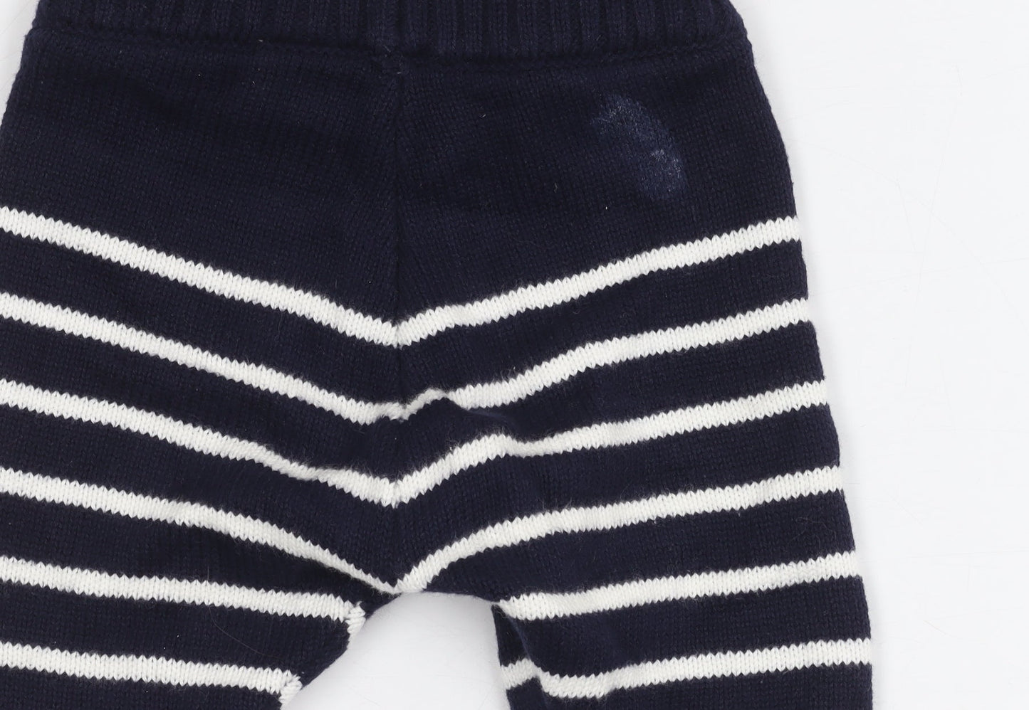Unisex Baby Blue Striped Cotton Knit Trousers, Size Up to 1M