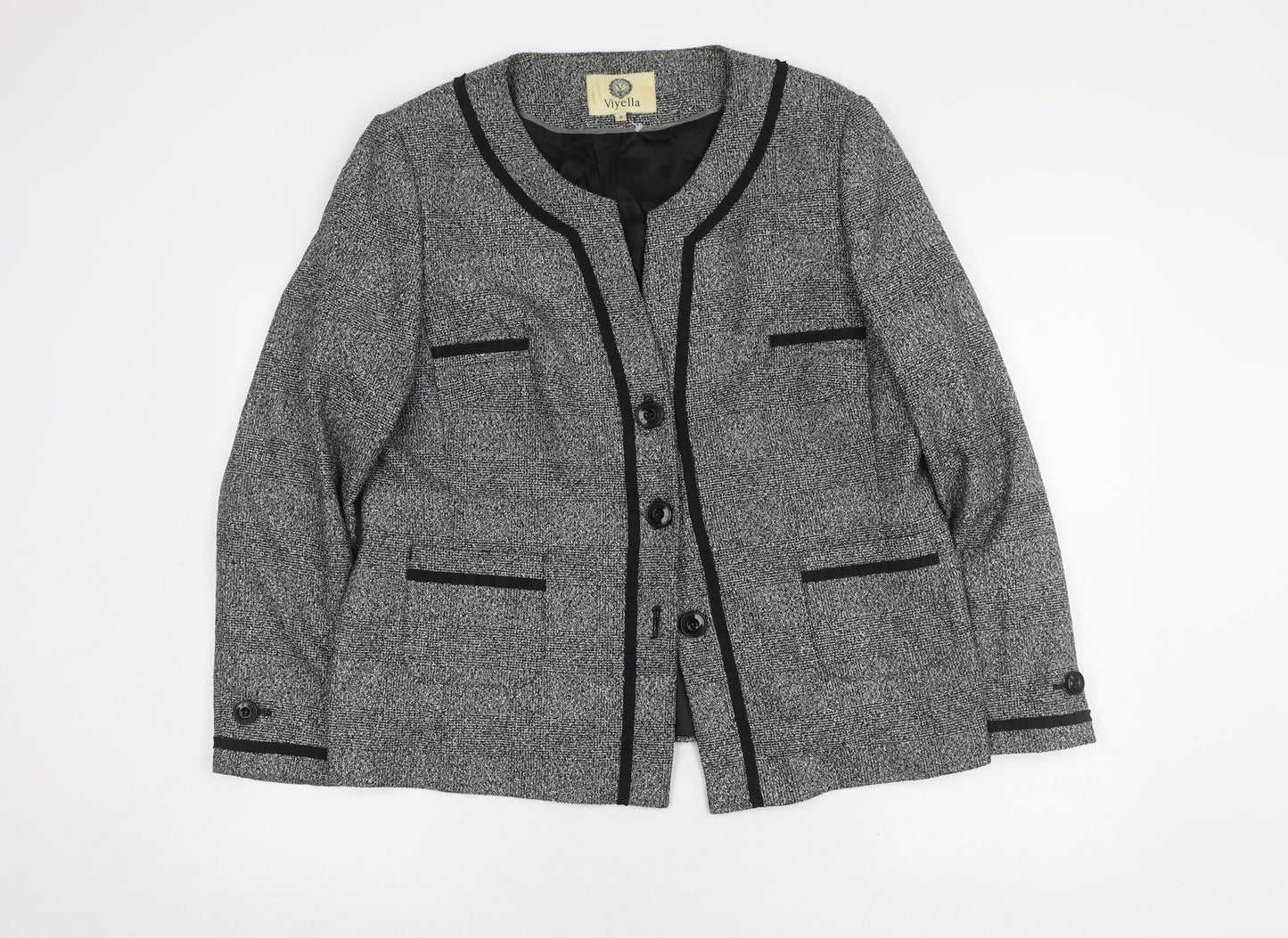 Viyella Women's Grey Herringbone Suit Jacket Size 18