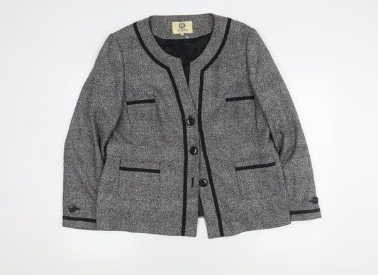 Viyella Women's Grey Herringbone Suit Jacket Size 18