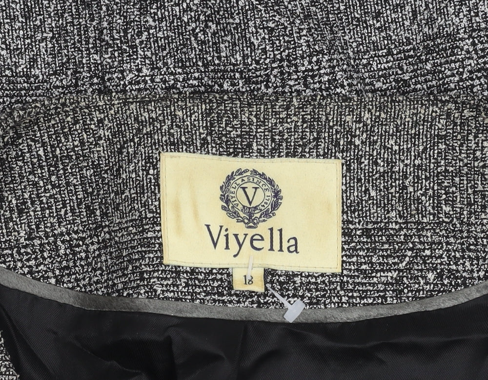 Viyella Women's Grey Herringbone Suit Jacket Size 18