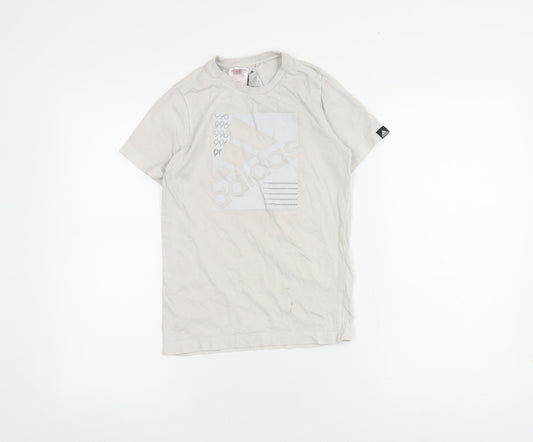 Additional front view of Adidas boys’ beige graphic t-shirt 9-10 years