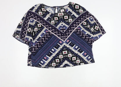 Womens UK Size 14 Warehouse Multicoloured Basic Blouse