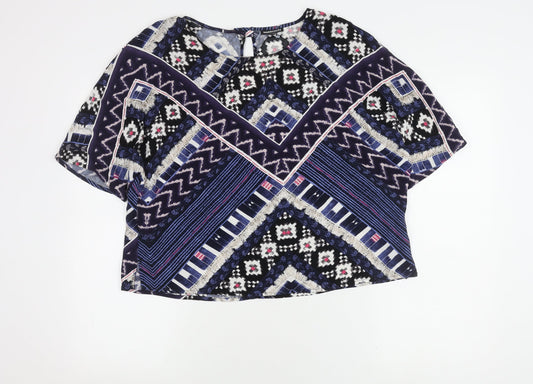 Womens UK Size 14 Warehouse Multicoloured Basic Blouse
