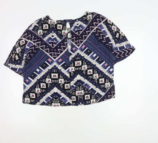 Womens UK Size 14 Warehouse Multicoloured Basic Blouse