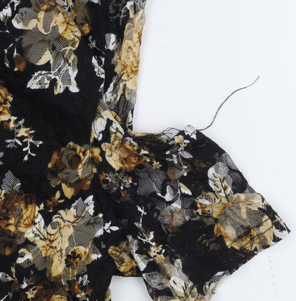 Select Women's Black Floral Cold Shoulder Dress Size 16