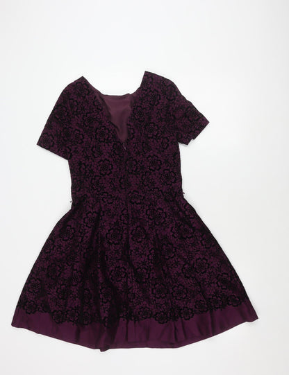 Oasis Women's Purple A-Line Floral Dress Size 10