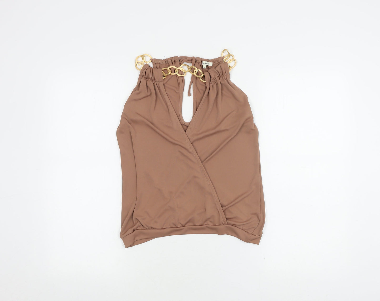 Womens UK Size 6 River Island Brown Wrap Blouse