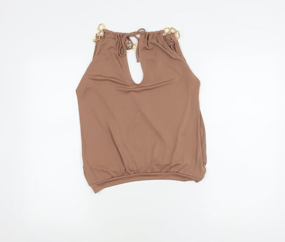 Womens UK Size 6 River Island Brown Wrap Blouse