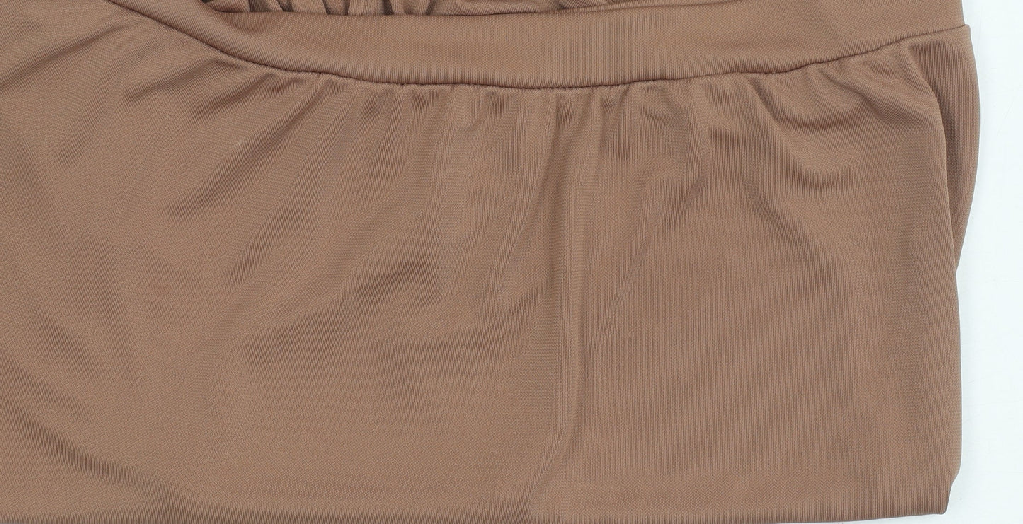 Womens UK Size 6 River Island Brown Wrap Blouse
