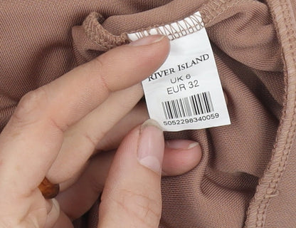 Womens UK Size 6 River Island Brown Wrap Blouse