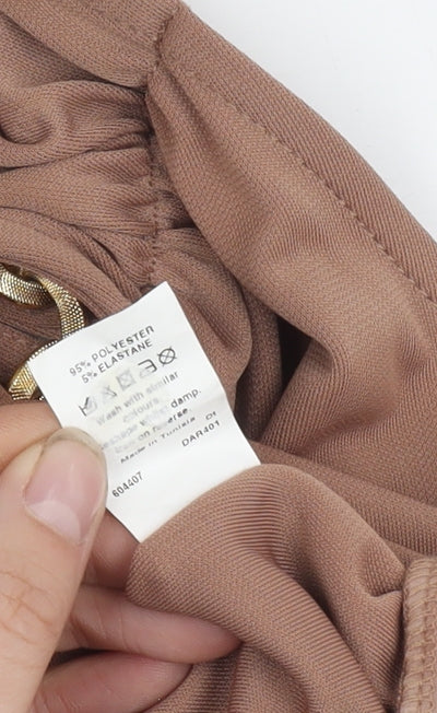Womens UK Size 6 River Island Brown Wrap Blouse