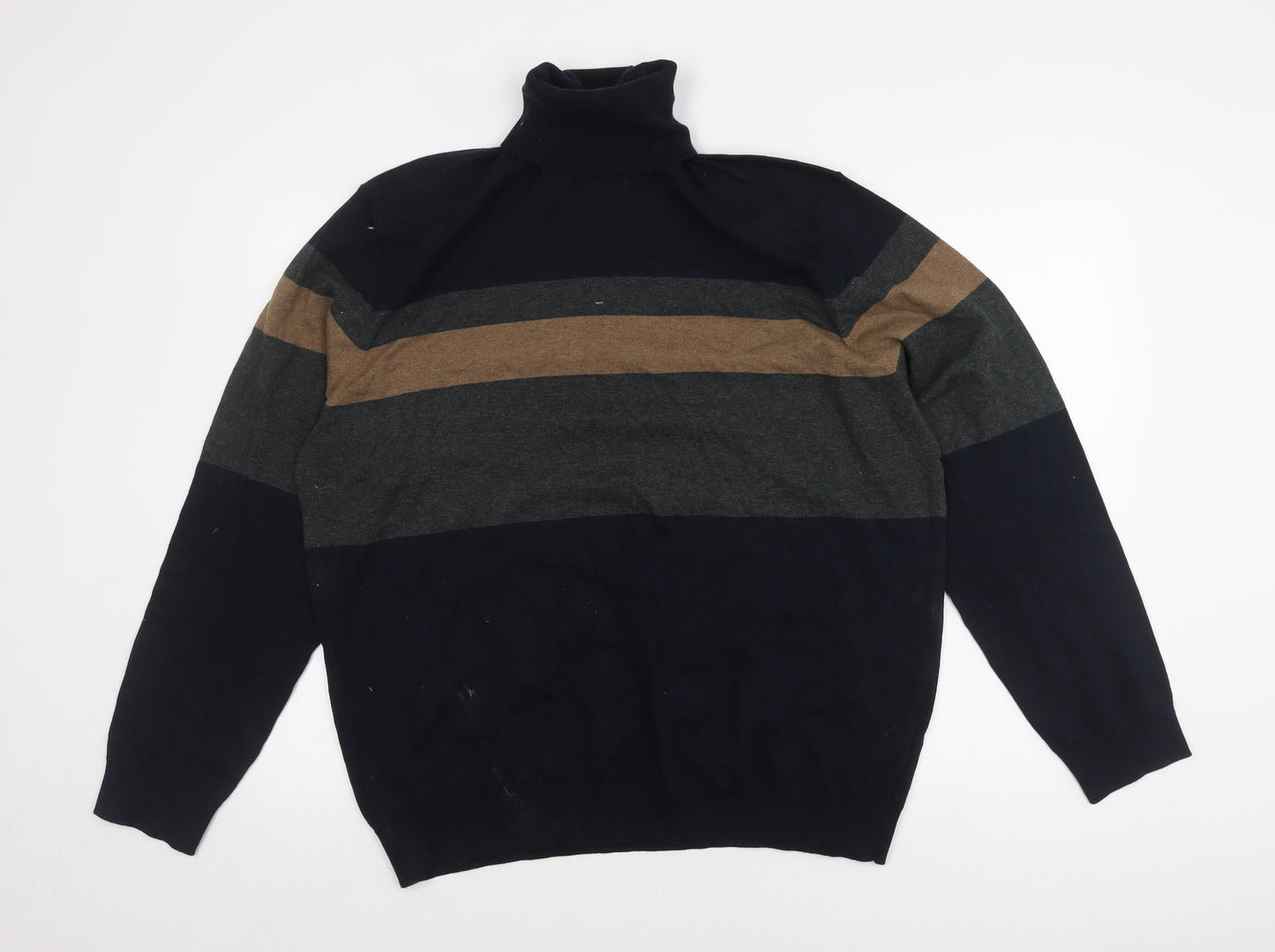 Marks and Spencer Men's 2XL Striped Pullover High Neck Jumper
