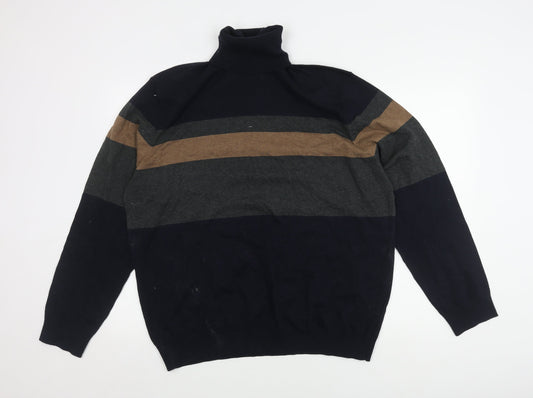 Marks and Spencer Men's 2XL Striped Pullover High Neck Jumper