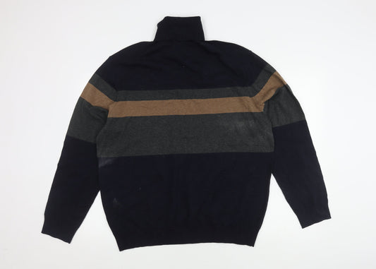 Marks and Spencer Men's 2XL Striped Pullover High Neck Jumper