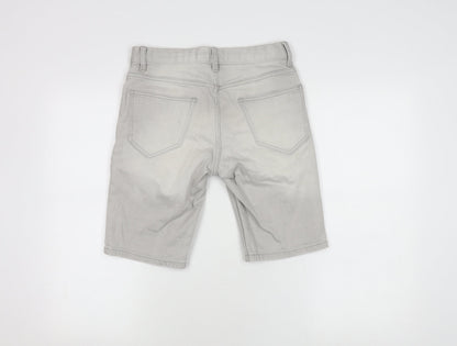 Topman Men's Grey Slim Fit Distressed Shorts Size 28