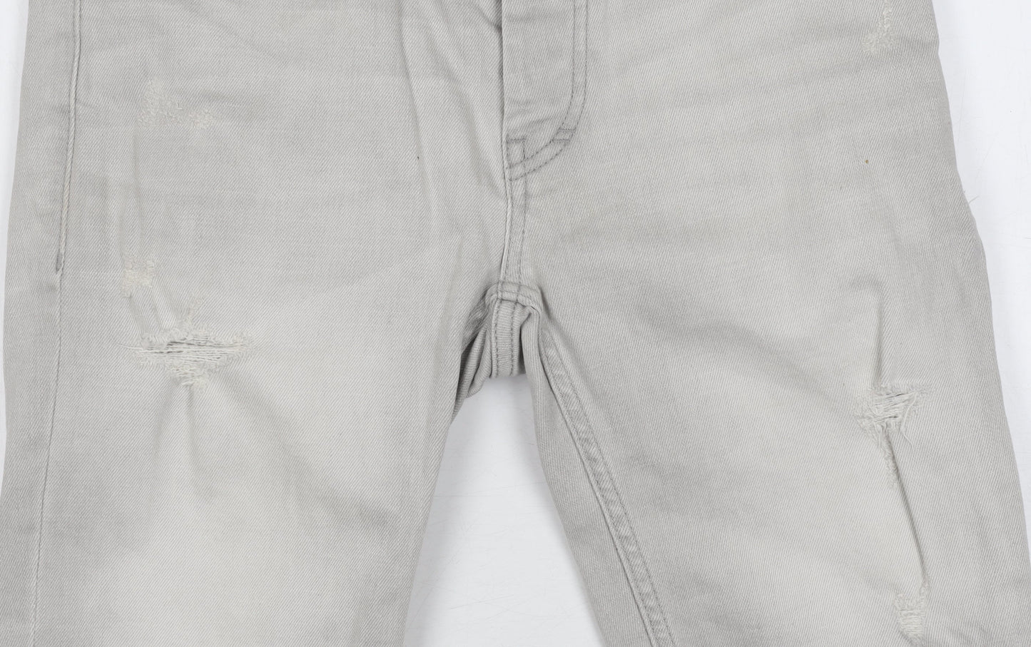 Topman Men's Grey Slim Fit Distressed Shorts Size 28