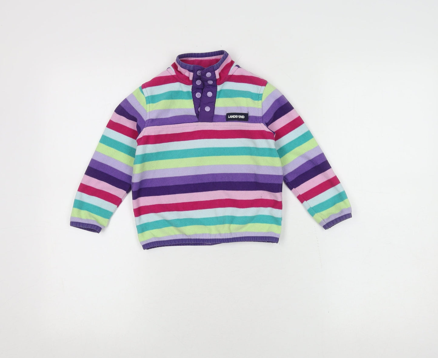 Land's End Girls Multicoloured Fleece Henley Sweatshirt, 3 Years
