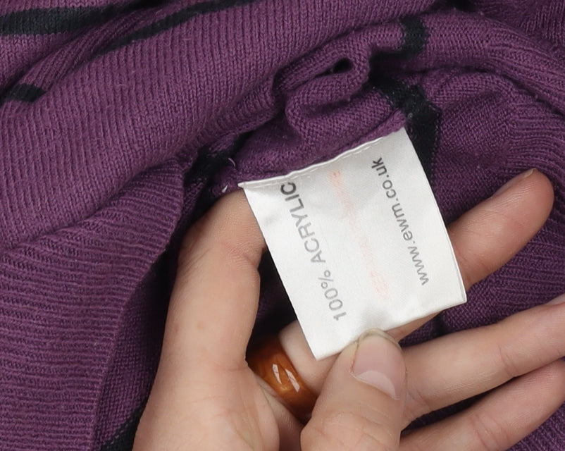 James Pringle Men's Purple Striped Pullover Jumper, L