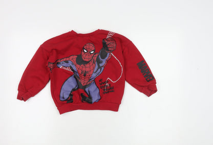 Marvel Spiderman Boys' Red Sweatshirt 4-5 Years Pullover