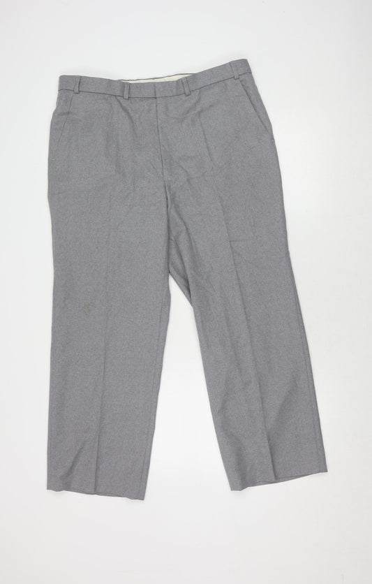 St Michael Men's Grey Trousers, Size S - Polyester Wool