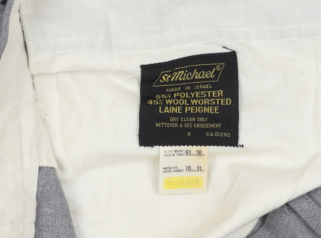 St Michael Men's Grey Trousers, Size S - Polyester Wool