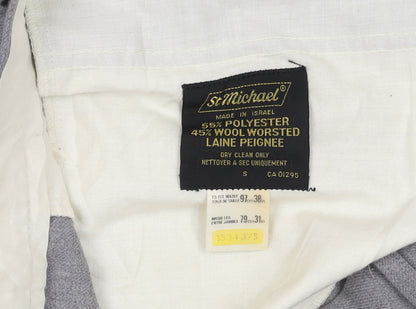 St Michael Men's Grey Trousers, Size S - Polyester Wool