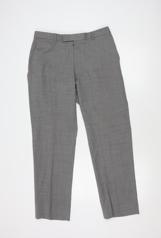 Bosideng Men's Grey Dress Pants - Size 34, Wool, Formal