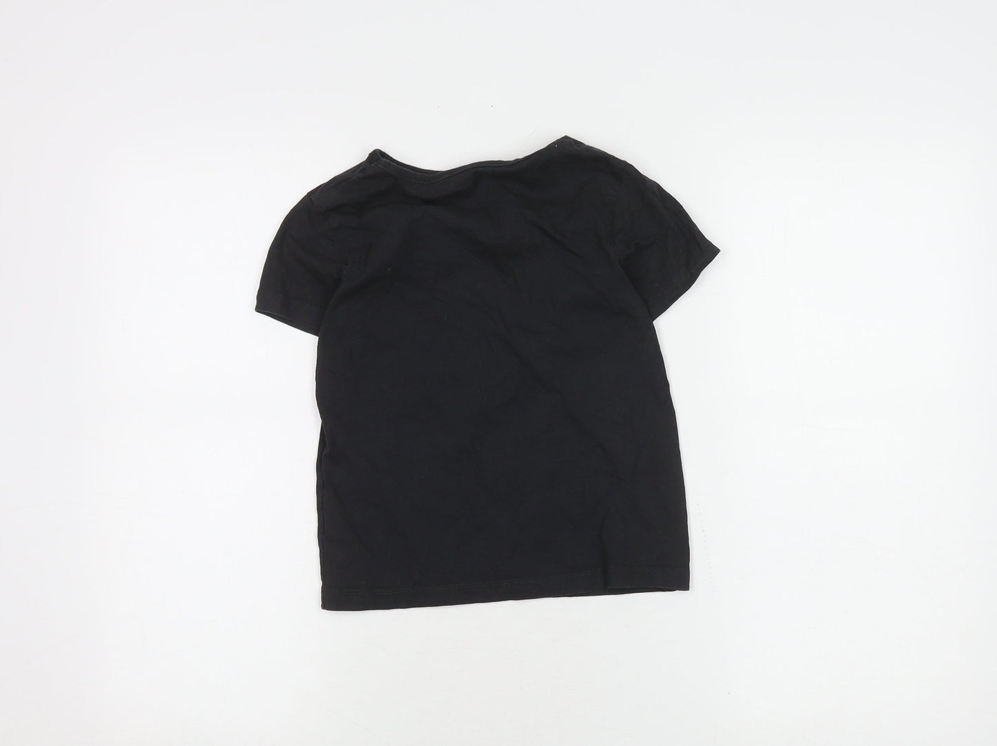 Disney Girls Black T-Shirt 7-8 Years Graphic Logo