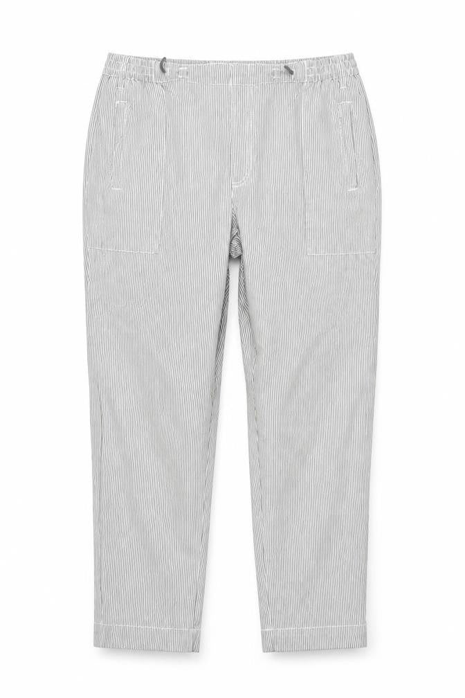 Front view of Cotton Traders Grey Striped Trousers L Casual, unisex