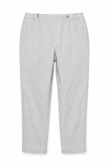 Front view of Cotton Traders Grey Striped Trousers L Casual, unisex