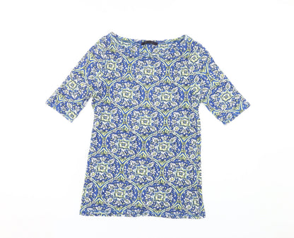 Marks and Spencer Women's Blue Geometric T-Shirt 10