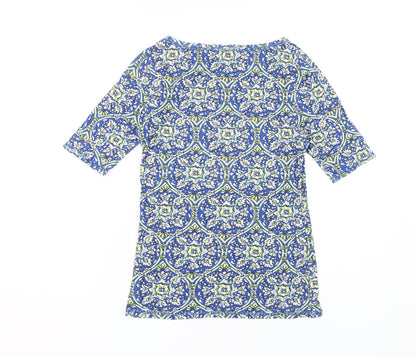 Marks and Spencer Women's Blue Geometric T-Shirt 10