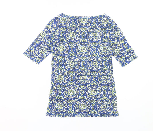 Marks and Spencer Women's Blue Geometric T-Shirt 10