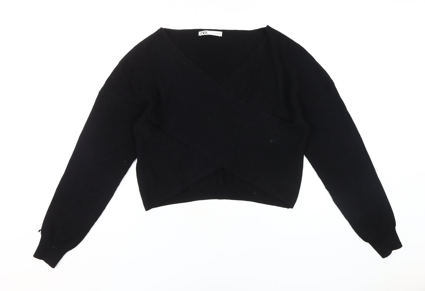 Womens UK Size L Zara Black Wrap Jumper
