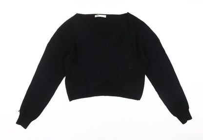 Womens UK Size L Zara Black Wrap Jumper