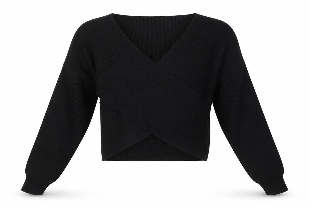 Womens UK Size L Zara Black Wrap Jumper