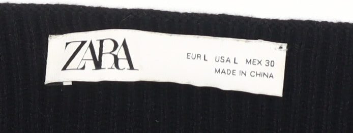 Womens UK Size L Zara Black Wrap Jumper