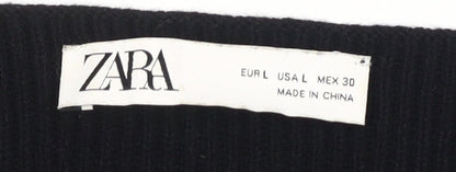 Womens UK Size L Zara Black Wrap Jumper