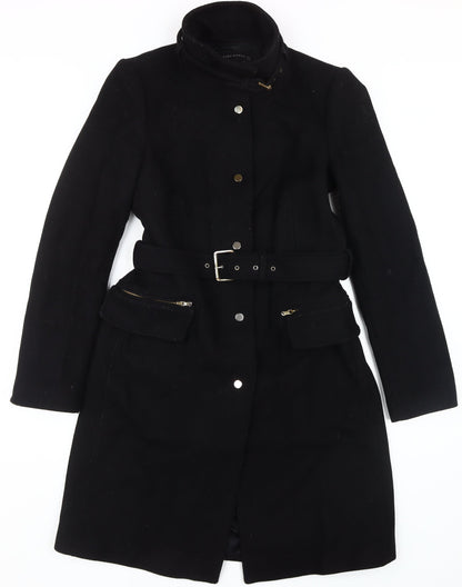 Womens UK Size M Zara Black Overcoat