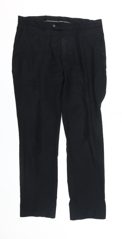 Mens UK Size 34 Charles Tyrwhitt Slim Fit Formal Black Trousers