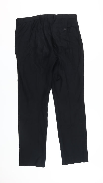 Mens UK Size 34 Charles Tyrwhitt Slim Fit Formal Black Trousers