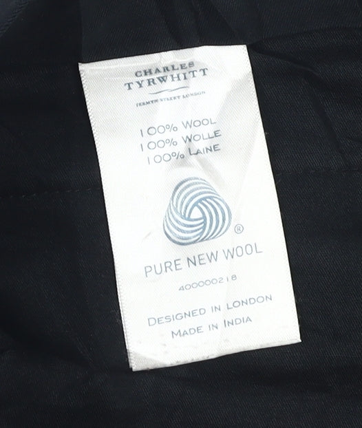 Mens UK Size 34 Charles Tyrwhitt Slim Fit Formal Black Trousers