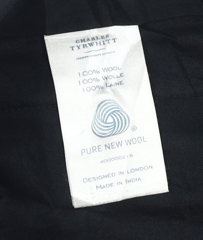 Mens UK Size 34 Charles Tyrwhitt Slim Fit Formal Black Trousers