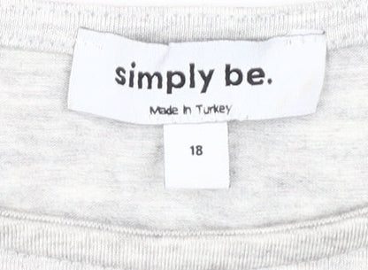 Womens UK Size 18 Simply Be Grey Basic T-Shirt