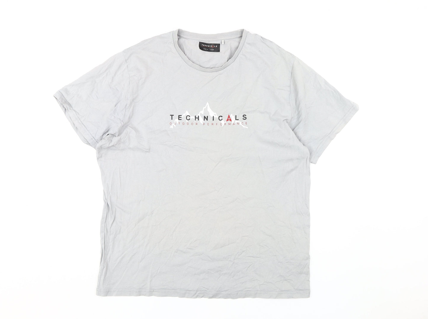 Technicals Men's Grey XL Cotton Crew Neck T-Shirt