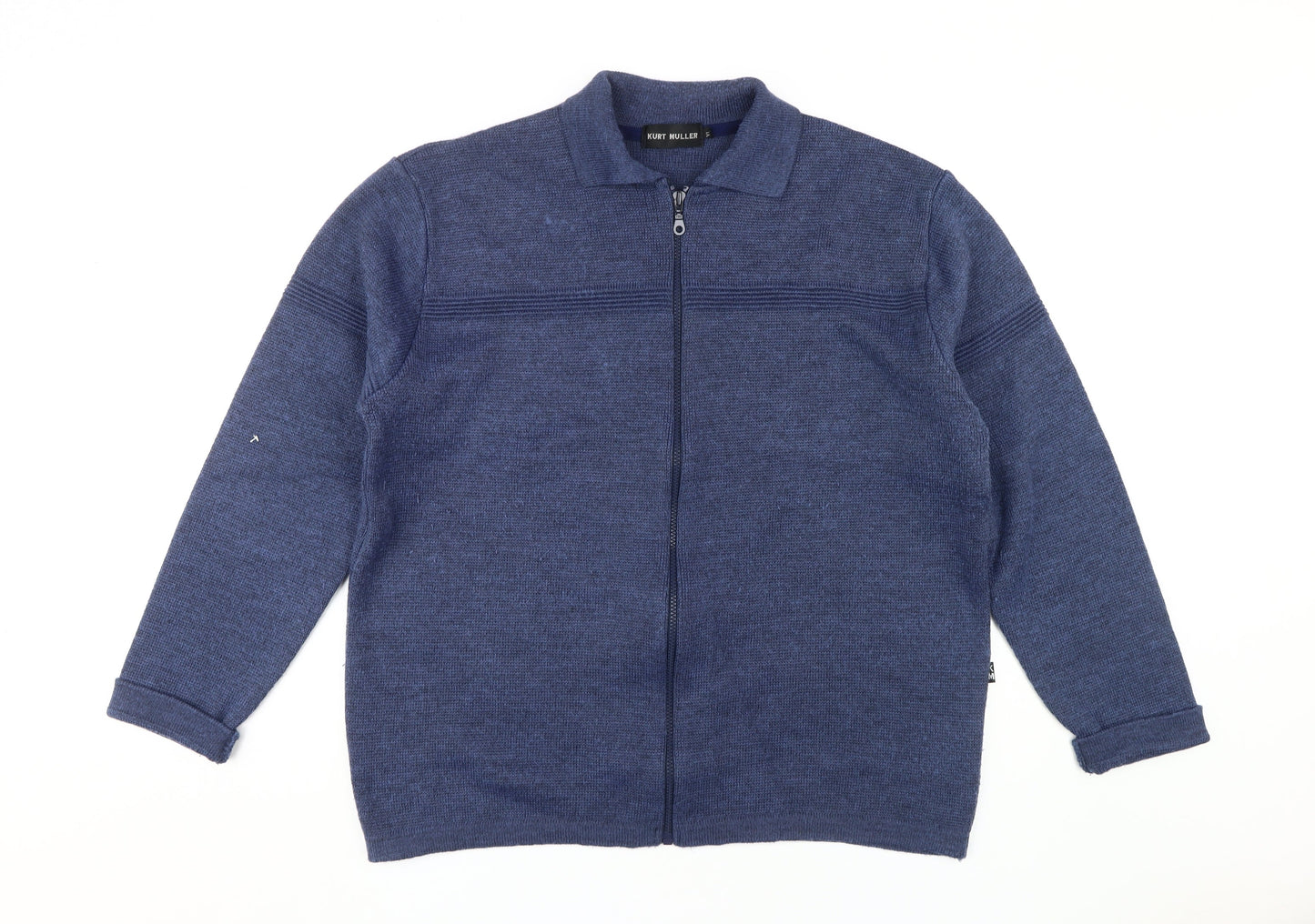 Kurt Muller Men's Blue Full Zip Cardigan Jumper XL
