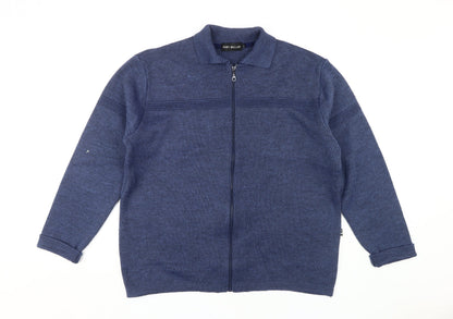 Kurt Muller Men's Blue Full Zip Cardigan Jumper XL