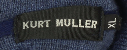 Kurt Muller Men's Blue Full Zip Cardigan Jumper XL