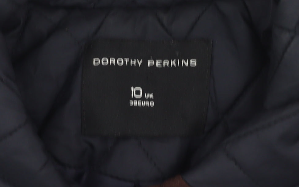 Womens UK Size 10 Dorothy Perkins Blue Quilted Coat